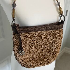 Vintage Retired Brighton Brown Woven Crossbody with Beaded Strap